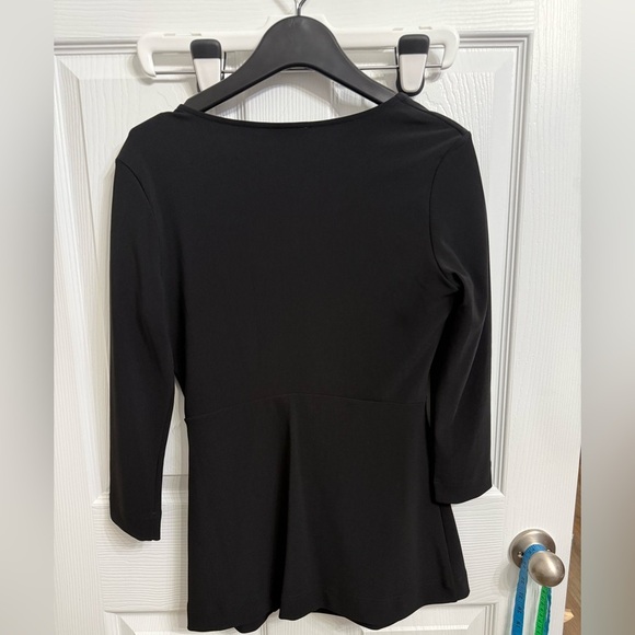 NWT Boston Proper Black 3/4 Sleeve Travel Shirt Top Small Darted Bust Crossover - Picture 4 of 5